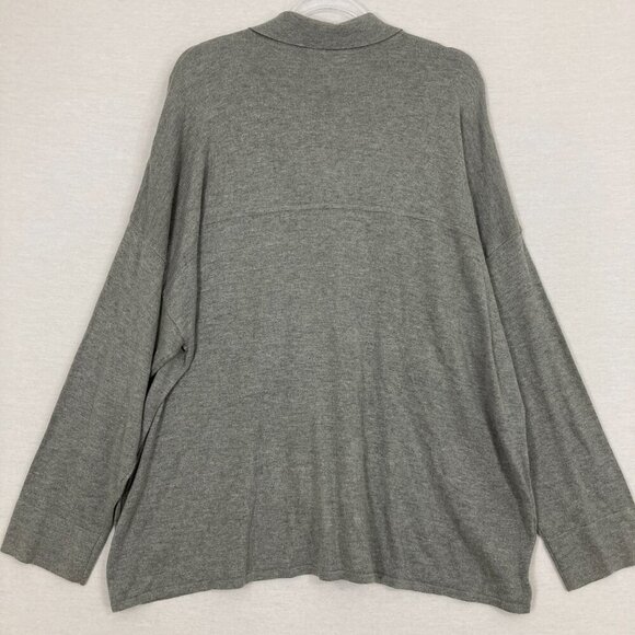 New Calvin Klein Gray Stretch Knit Wool Blend Collar Button Down 2X Preppy - Picture 9 of 10